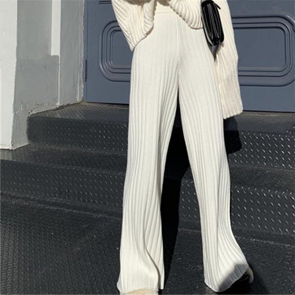 women's pants & capris women autumn soft comfortable high-waist wool knitted female pure color wide leg casual, Black;white
women's pants & capris women autumn soft comfortable high-waist wool knitted female pure color wide leg casual, Black;white