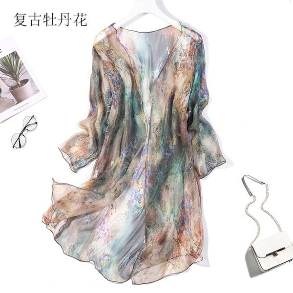 blouses women's 100% silk print long thin kimono cardigan shawl coat blouse summer beach cover up jn005, White
blouses women's 100% silk print long thin kimono cardigan shawl coat blouse summer beach cover up jn005, White