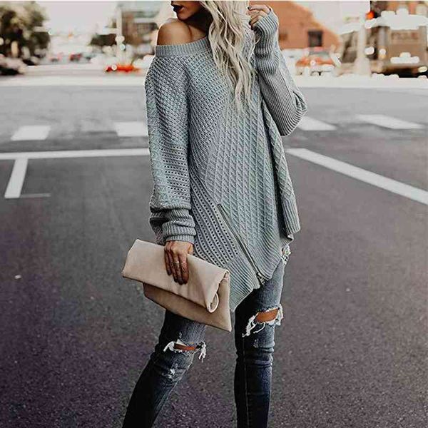 woman sweater autumn and winter side split zipper oversized ribbed fluffy knitted off shoulder warm women 210603, White;black
woman sweater autumn and winter side split zipper oversized ribbed fluffy knitted off shoulder warm women 210603, White;black