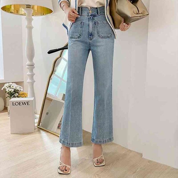 high waist micro flared pants womens jeans light blue elegant pockets denim fall straight trousers p145
high waist micro flared pants womens jeans light blue elegant pockets denim fall straight trousers p145