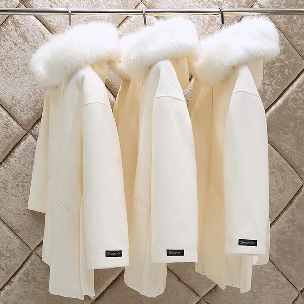 women's wool & blends fur collar winter hooded cloak woolen coat women loose beige overcoat plus size 3xl, Black
women's wool & blends fur collar winter hooded cloak woolen coat women loose beige overcoat plus size 3xl, Black