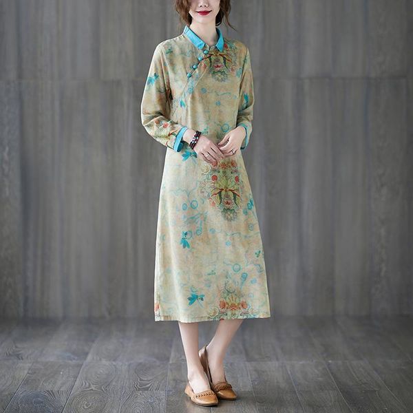women dress long cheongsam vintage plus size casual elegant printed female dresses robes spring autumn chinese style vestido ethnic clothing, Red
women dress long cheongsam vintage plus size casual elegant printed female dresses robes spring autumn chinese style vestido ethnic clothing, Red