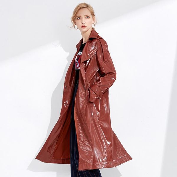 women's jackets bright coated cloth pu leather windbreaker brown long sleeve suit collar waist closing design 2021 autumn wear, Black;brown
women's jackets bright coated cloth pu leather windbreaker brown long sleeve suit collar waist closing design 2021 autumn wear, Black;brown