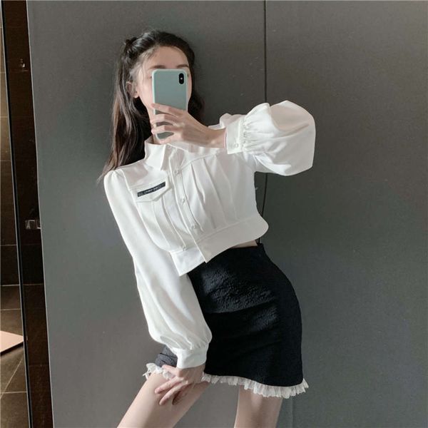 party dresses white women's sense of design niche temperament short long sleeve shirt spring 2021 loose coat t7yt, White;black 
party dresses white women's sense of design niche temperament short long sleeve shirt spring 2021 loose coat t7yt, White;black