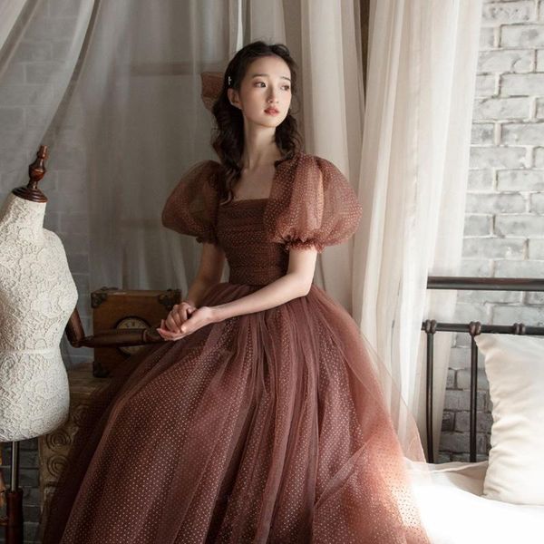 ethnic clothing french vintage women casual puff sleeve square neck a-line tulle dress female backless evening party toast, Red
ethnic clothing french vintage women casual puff sleeve square neck a-line tulle dress female backless evening party toast, Red