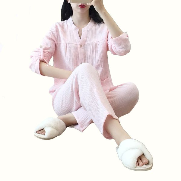 women's sleepwear ladies pajamas set summer new simple style women solid color 100% gauze cotton homewear long sleeve+pants casual, Black;red
women's sleepwear ladies pajamas set summer new simple style women solid color 100% gauze cotton homewear long sleeve+pants casual, Black;red
