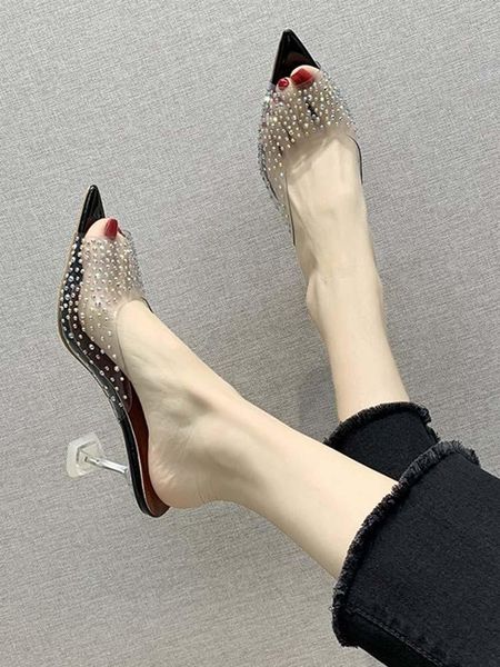 thin heels female shoes ladies' slippers peep toe luxury slides jelly flip flops heeled mules 2021 summer designer glitter soft, Black
thin heels female shoes ladies' slippers peep toe luxury slides jelly flip flops heeled mules 2021 summer designer glitter soft, Black