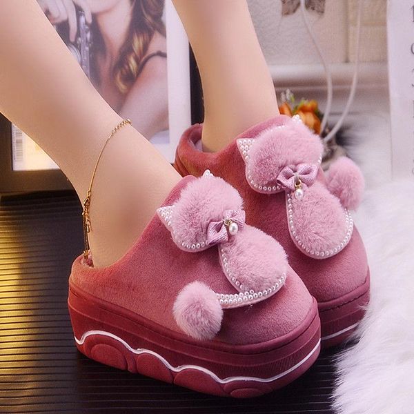 slippers pearls winter women house faux fur fashion warm platform plush cat design pantoufles femme, Black
slippers pearls winter women house faux fur fashion warm platform plush cat design pantoufles femme, Black