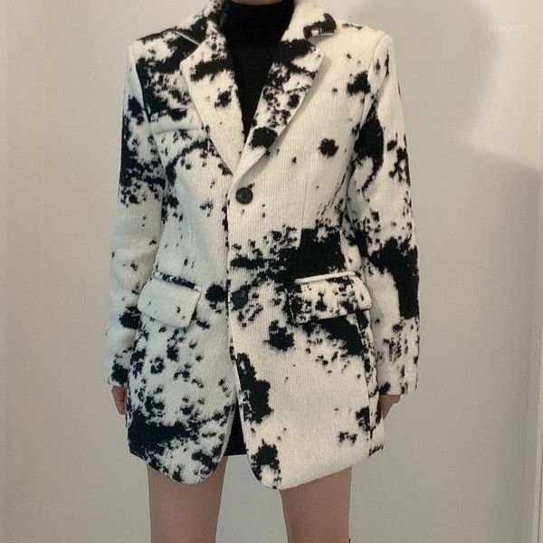 fashion casual corduroy suit jacket women vintage tie dyed lapel single breasted cow color thick loose blazer women's suits & blazers, White;black
fashion casual corduroy suit jacket women vintage tie dyed lapel single breasted cow color thick loose blazer women's suits & blazers, White;black