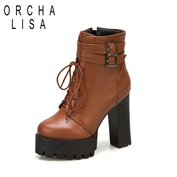 boots fashion platform ankle buckle lace up thick high heels booties brown black winter shoes big size 32-43
boots fashion platform ankle buckle lace up thick high heels booties brown black winter shoes big size 32-43