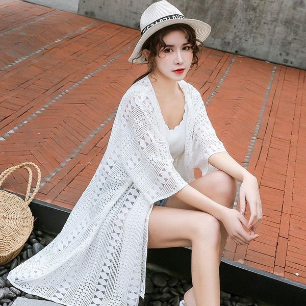 women's blouses & shirts women 2021 summer fashion lace shirt female hollow out ladies long blouse beach cover up femme outerwear s17, White
women's blouses & shirts women 2021 summer fashion lace shirt female hollow out ladies long blouse beach cover up femme outerwear s17, White