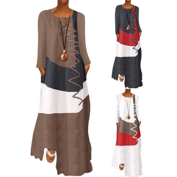 dresses women elegant vintage o neck long sleeve color block wavy line pockets party dress lady loose maxi vestido 5xl casual, Black;gray
dresses women elegant vintage o neck long sleeve color block wavy line pockets party dress lady loose maxi vestido 5xl casual, Black;gray