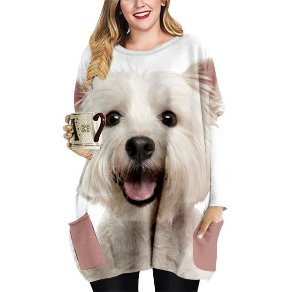 spring and autumn animal dog pattern long pocket t-shirt xl female elements round neck dress, Black;gray
spring and autumn animal dog pattern long pocket t-shirt xl female elements round neck dress, Black;gray