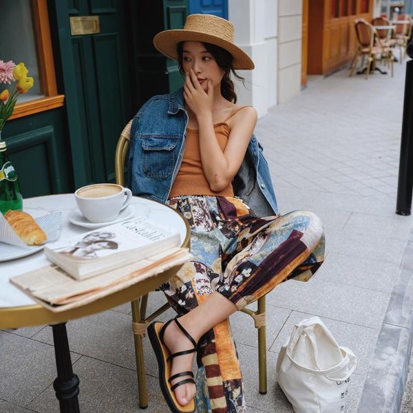 summer chiffon clothes high waist elastic printed loose mid calf length pants female trousers wn53509l women's blouses & shirts, White
summer chiffon clothes high waist elastic printed loose mid calf length pants female trousers wn53509l women's blouses & shirts, White