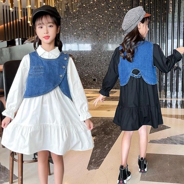girl's dresses children spring autumn 2pcs sets baby girl dress + denim vest kids loose clothes teenage 6-16y wz409, Red;yellow
girl's dresses children spring autumn 2pcs sets baby girl dress + denim vest kids loose clothes teenage 6-16y wz409, Red;yellow