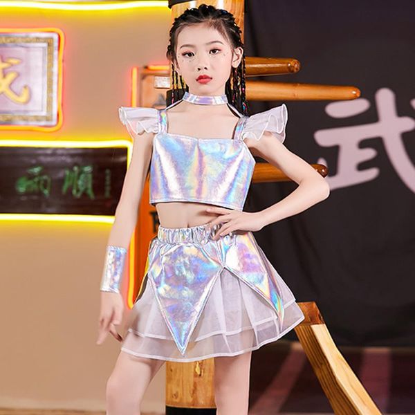 children jazz dance costume silver shirt skirt girl hip hop clothing fashion catwalk stage outfit kids modern show wear, Black;red
children jazz dance costume silver shirt skirt girl hip hop clothing fashion catwalk stage outfit kids modern show wear, Black;red