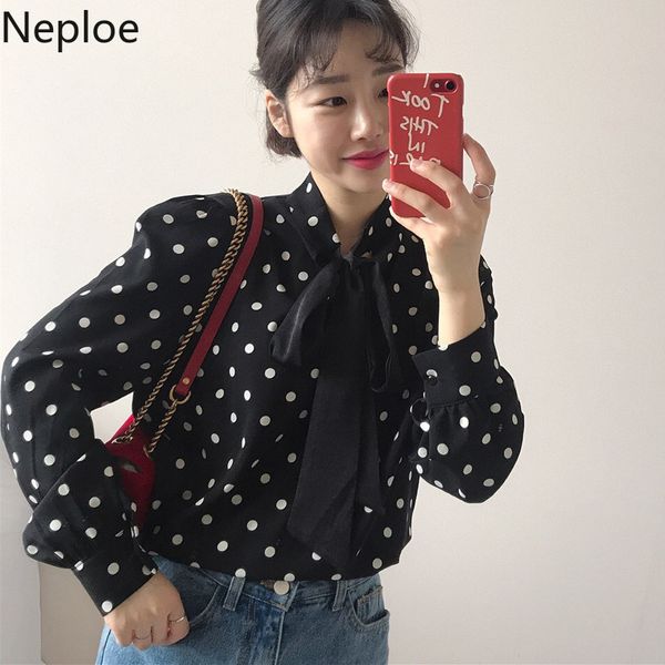 neploe women's shirt casual polka dot chiffon korean spring blusas stand neck lace up bowknot long sleeve vintage blouse 210422, White
neploe women's shirt casual polka dot chiffon korean spring blusas stand neck lace up bowknot long sleeve vintage blouse 210422, White