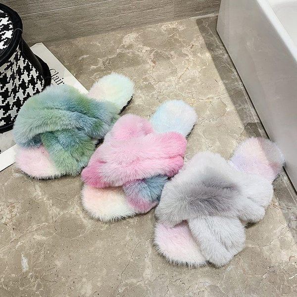 colorful furry slippers women's 2021 autumn and winter korean version of cross open toe home wholesale, Black
colorful furry slippers women's 2021 autumn and winter korean version of cross open toe home wholesale, Black