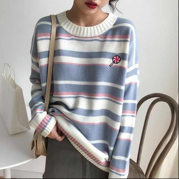 preppy style cute cartoon embroidery women sweater stripe autumn winter long sleeve casual pullovers sweaters woman, White;black
preppy style cute cartoon embroidery women sweater stripe autumn winter long sleeve casual pullovers sweaters woman, White;black
