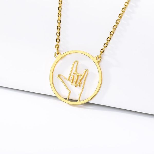 sign language necklace stainless steel gold chain i love you hand gestures choker for women collares friendship jewelry pendant necklaces, Silver
sign language necklace stainless steel gold chain i love you hand gestures choker for women collares friendship jewelry pendant necklaces, Silver