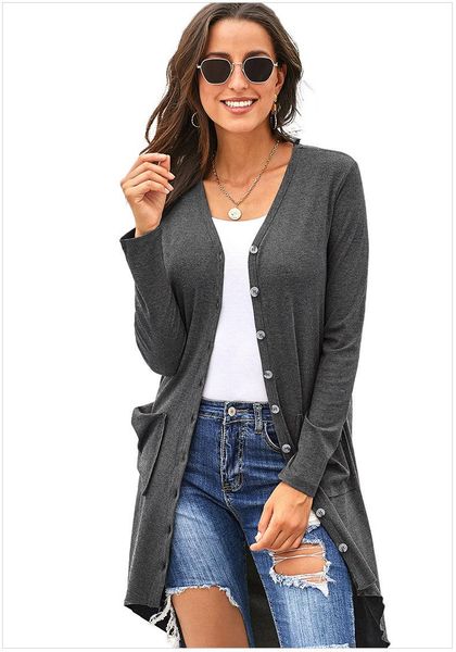 knitted cardigan woman sweater coat solid color fashion medium and long sleeved loose women's knits & tees, White
knitted cardigan woman sweater coat solid color fashion medium and long sleeved loose women's knits & tees, White