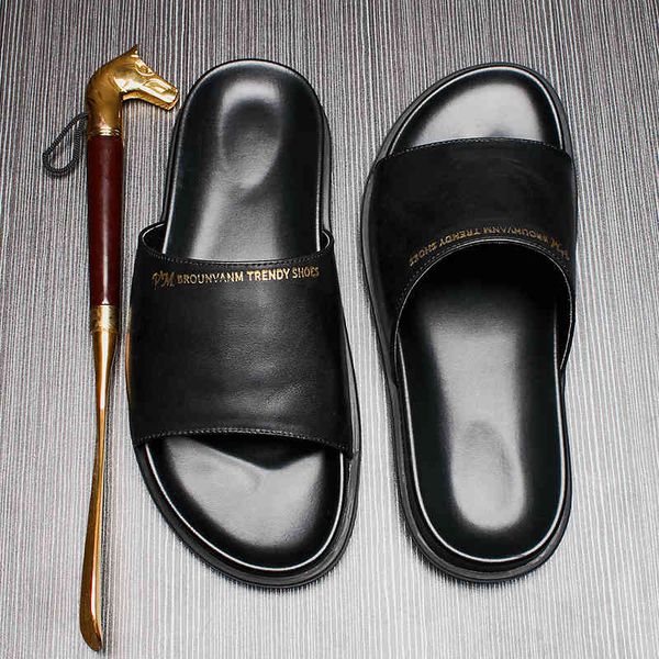 slippers flip flops men's leather sandals antiskid beach shoes british soft sole outdoor wear personalized slippers 98j7, Black
slippers flip flops men's leather sandals antiskid beach shoes british soft sole outdoor wear personalized slippers 98j7, Black