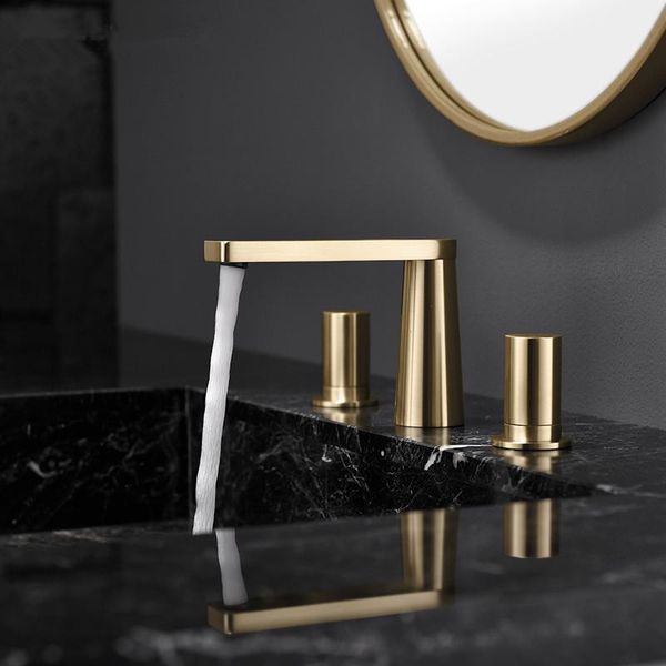 brushed gold bathroom basin faucets soild brass luxury lavatory sink mixer taps & cold deck mounted widespread arrival
brushed gold bathroom basin faucets soild brass luxury lavatory sink mixer taps & cold deck mounted widespread arrival