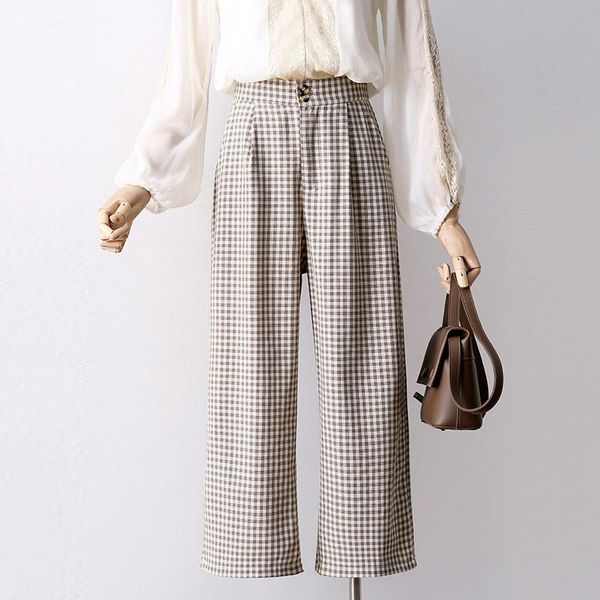 women's pants & capris summer thin loose plaid straight khaki casual high waist ankle-length women trousers, Black;white
women's pants & capris summer thin loose plaid straight khaki casual high waist ankle-length women trousers, Black;white