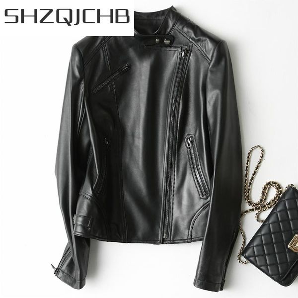 women's leather & faux shzq womans genuine real sheepskin coat female montone motorcycle jacket short spring clothes autumn outwear lwl, Black
women's leather & faux shzq womans genuine real sheepskin coat female montone motorcycle jacket short spring clothes autumn outwear lwl, Black