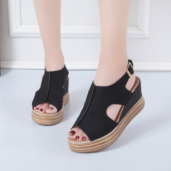 woman summer female buckle sandals leather platforn women fashion loop peep toe wedges ladies shoes platform back strap apwy, Black
woman summer female buckle sandals leather platforn women fashion loop peep toe wedges ladies shoes platform back strap apwy, Black