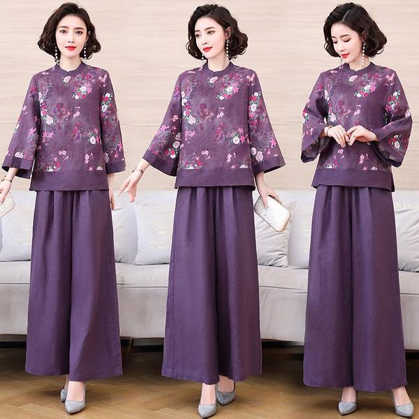 summer printing women's sets pants suits national style cotton and linen wide leg 2 piece set women suit two, White
summer printing women's sets pants suits national style cotton and linen wide leg 2 piece set women suit two, White