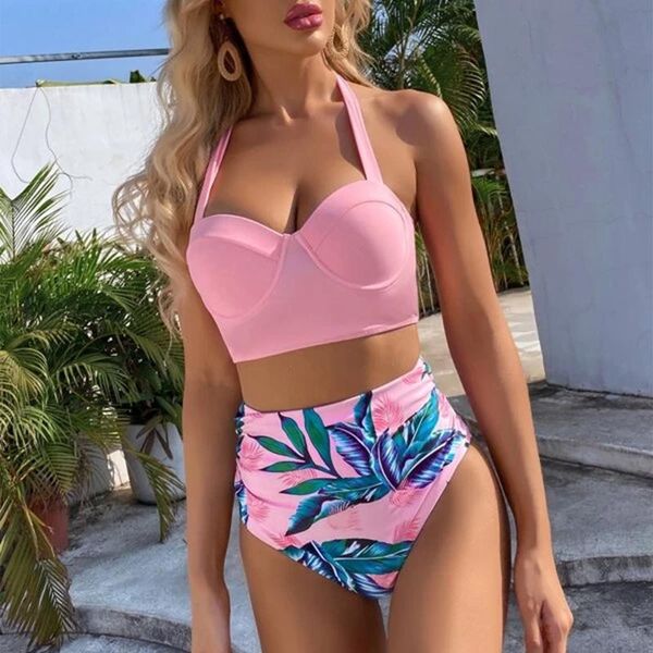 women's swimwear halter bikinis set push up bra without bones separate swimsuit women 2 pieces bikini high waist brasileño mujer 2021, White;black
women's swimwear halter bikinis set push up bra without bones separate swimsuit women 2 pieces bikini high waist brasileño mujer 2021, White;black