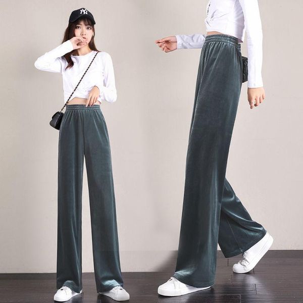 women's pants & capris wide-leg elastic waist loose casual solid color female trousers spring gold velvet four seasons, Black;white
women's pants & capris wide-leg elastic waist loose casual solid color female trousers spring gold velvet four seasons, Black;white