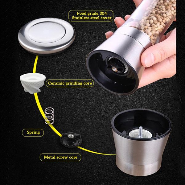pepper grinder stainless steel manual salt and mill spice shakers kitchen tools accessories for cooking
pepper grinder stainless steel manual salt and mill spice shakers kitchen tools accessories for cooking