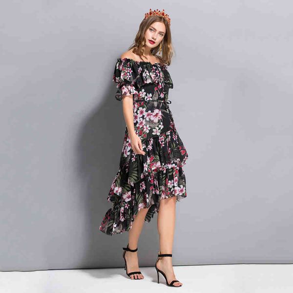 dress seqinyy chiffon printed flowers summer female fashion runway slash neck elegant lotus leaf swallowtail, Black;gray
dress seqinyy chiffon printed flowers summer female fashion runway slash neck elegant lotus leaf swallowtail, Black;gray