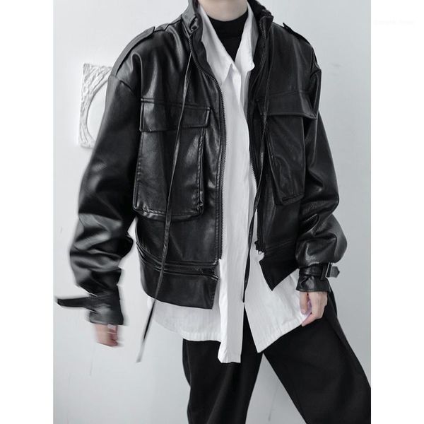 male japan korea streetwear vintage faux leather coat outerwear men big pocket stand collar short motorcycle jacket men's fur &, Black
male japan korea streetwear vintage faux leather coat outerwear men big pocket stand collar short motorcycle jacket men's fur &, Black