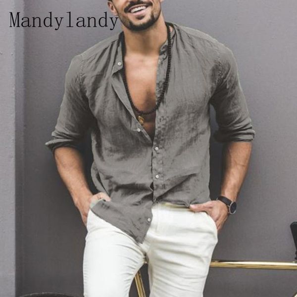 men's casual shirts mandylandy shirt long sleeve single-breasted spring and summer fashion solid color stand collar loose, White;black
men's casual shirts mandylandy shirt long sleeve single-breasted spring and summer fashion solid color stand collar loose, White;black