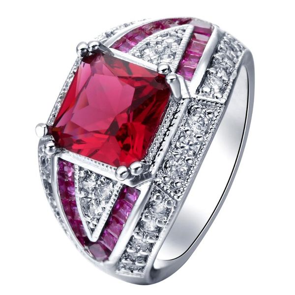 wedding rings natural stone promise red corundum jewelry princess cubic zircon women engagement ring, Slivery;golden
wedding rings natural stone promise red corundum jewelry princess cubic zircon women engagement ring, Slivery;golden