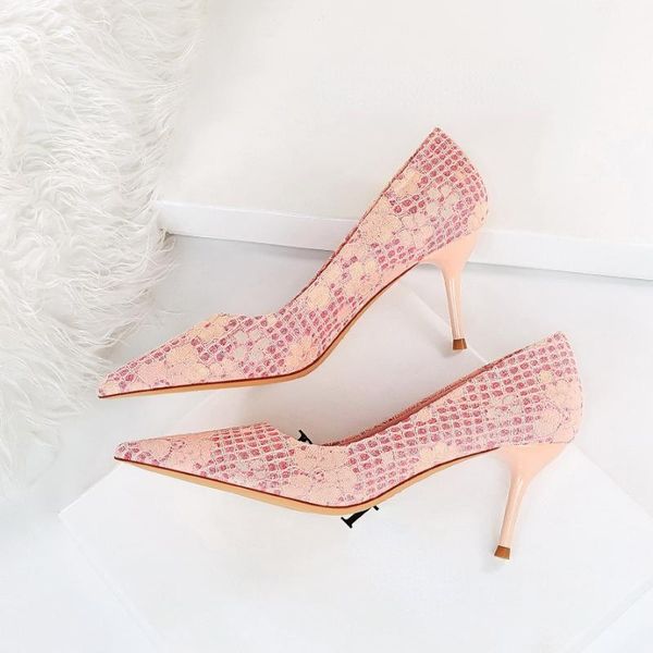 dress shoes lace mesh flower high-heeled womens shallow mouth pointed sequined cloth pumps women's thin heels, Black
dress shoes lace mesh flower high-heeled womens shallow mouth pointed sequined cloth pumps women's thin heels, Black