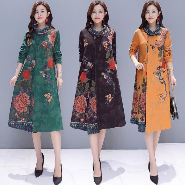 casual dresses autumn vintage print loose midi dress women long sleeve stand collar pocket elegant fake two piece female vestidos, Black;gray
casual dresses autumn vintage print loose midi dress women long sleeve stand collar pocket elegant fake two piece female vestidos, Black;gray