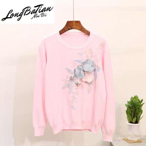 women's sweaters autumn knitted sweater knitting pullover embroidery sequin 3d floral femme korean harajuku knitwear jumper coat women, White;black
women's sweaters autumn knitted sweater knitting pullover embroidery sequin 3d floral femme korean harajuku knitwear jumper coat women, White;black