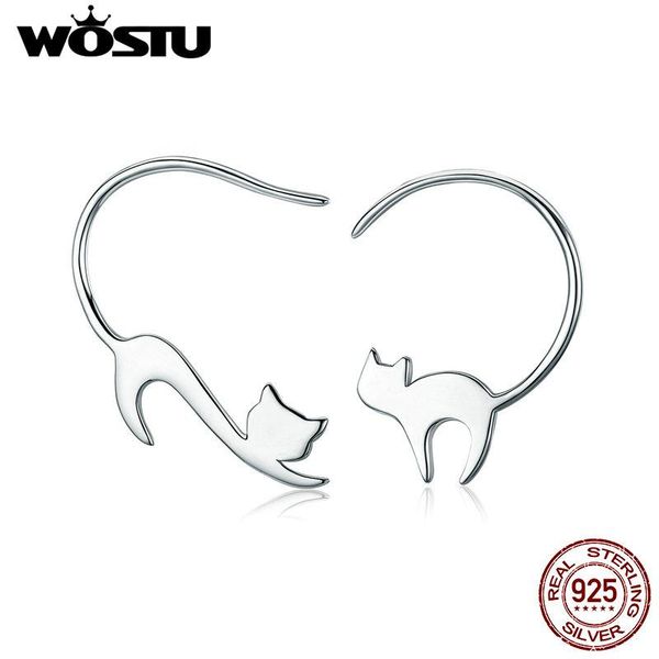 hoop & huggie wostu 2021 pure 925 sterling silver asymmetry animal loving cute cat hook earrings women unique s925 jewelry girl gift cqe073, Golden;silver
hoop & huggie wostu 2021 pure 925 sterling silver asymmetry animal loving cute cat hook earrings women unique s925 jewelry girl gift cqe073, Golden;silver