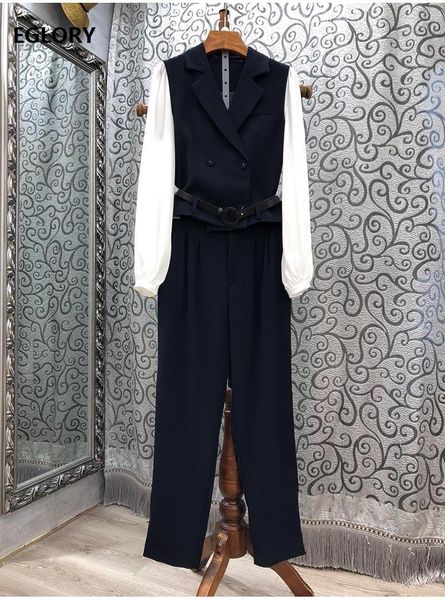 est fashion pant suits 2021 autumn women notched collar color block long sleeve belt coat+skinny pants sets female 2pcs women's two pi, White
est fashion pant suits 2021 autumn women notched collar color block long sleeve belt coat+skinny pants sets female 2pcs women's two pi, White