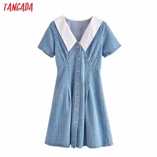tangada summer women denim french style peter pan collar patchwork dress short sleeve ladies mini dress vestidos 3h518 210609, Black;gray
tangada summer women denim french style peter pan collar patchwork dress short sleeve ladies mini dress vestidos 3h518 210609, Black;gray