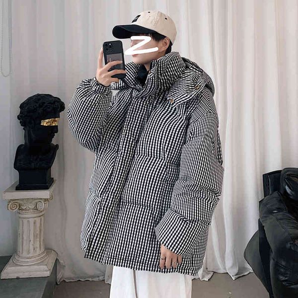 men's winter warm trendy thick black and white plaid hooded jacket cotton-padded bread coat
men's winter warm trendy thick black and white plaid hooded jacket cotton-padded bread coat