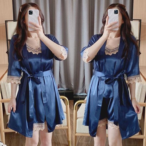 women's sleepwear big size full slip lace robe set women nightwear pajamas suit casual satin novelty intimate lingerie home clothing, Black;red
women's sleepwear big size full slip lace robe set women nightwear pajamas suit casual satin novelty intimate lingerie home clothing, Black;red