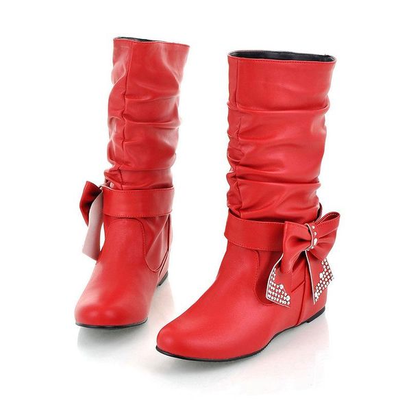 boots spring and autumn fashion women's bowknot rhinestone inner height increase middle tube pleated casual shoes, Black
boots spring and autumn fashion women's bowknot rhinestone inner height increase middle tube pleated casual shoes, Black