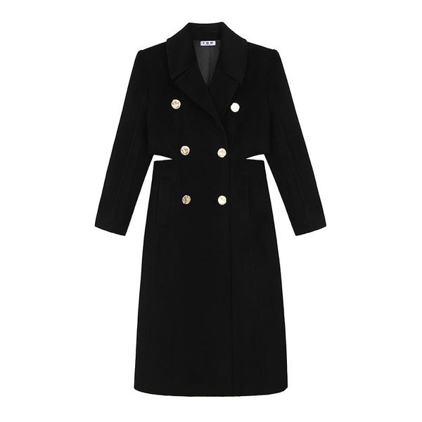 women's wool & blends 2021autumn winter black woolen coat woman chic dig waist hollow double-breasted design temperament elegant ol wor
women's wool & blends 2021autumn winter black woolen coat woman chic dig waist hollow double-breasted design temperament elegant ol wor