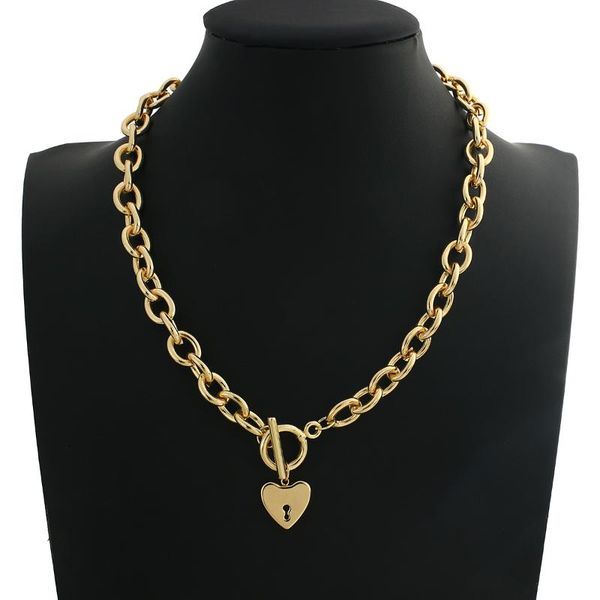 pendant necklaces luxurious heart lock for women girls punk hip hop trendy link chain necklace fashion jewelry, Silver
pendant necklaces luxurious heart lock for women girls punk hip hop trendy link chain necklace fashion jewelry, Silver