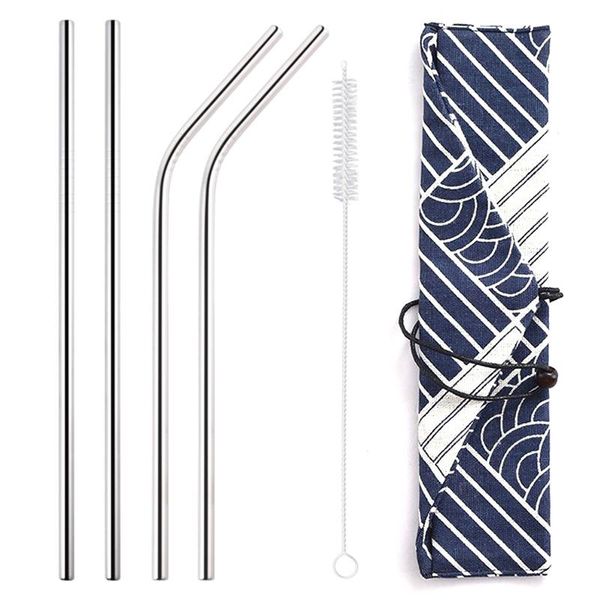 drinking straws 4pcs reusable straw 304 stainless steel metal with cleaner brush and bag bar party accessory
drinking straws 4pcs reusable straw 304 stainless steel metal with cleaner brush and bag bar party accessory
